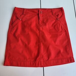 Tommy Hilfiger Women's Skirt Red Straight Front Pockets 100% Cotton Button Sz 4
